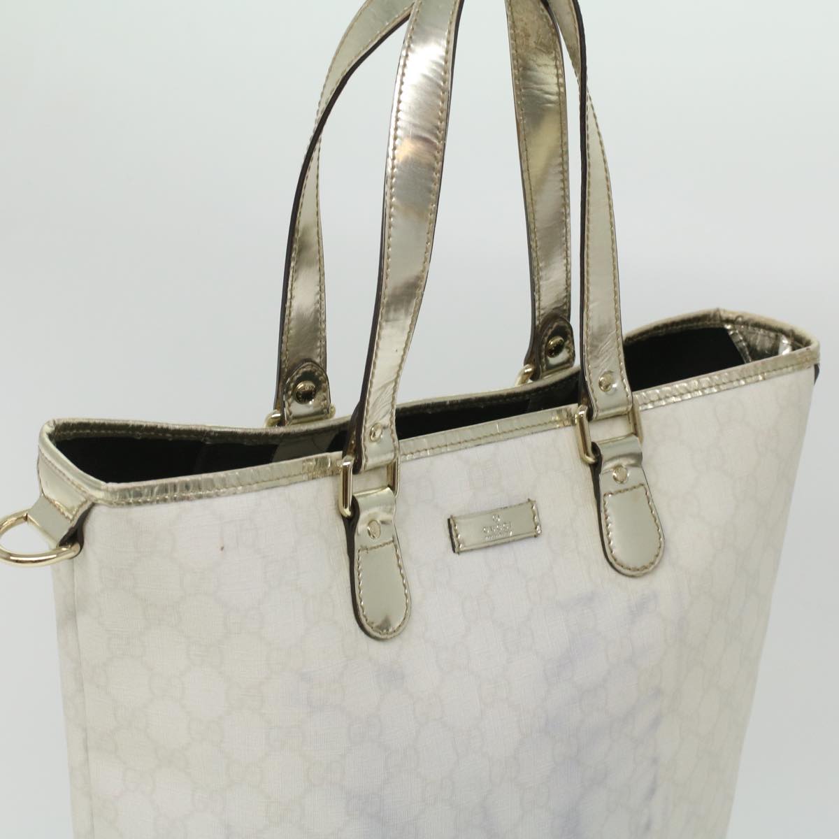 GUCCI GG Canvas Shoulder Tote Bag PVC Leather 2Set White Navy Red yt962