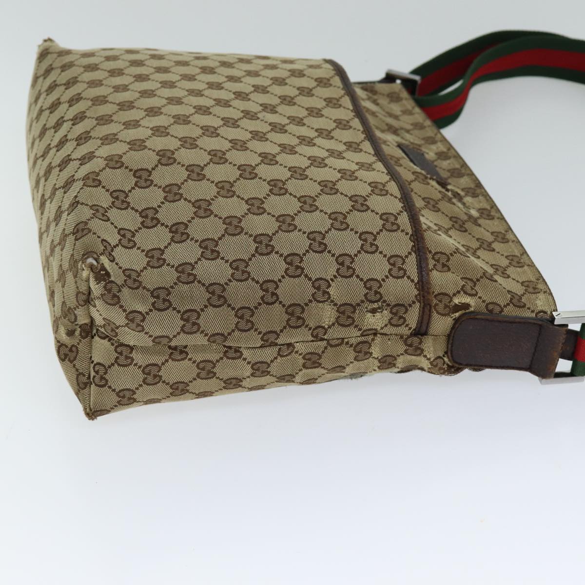 GUCCI Web Sherry Line GG Canvas Shoulder Bag Red Beige Green 189751 yt998